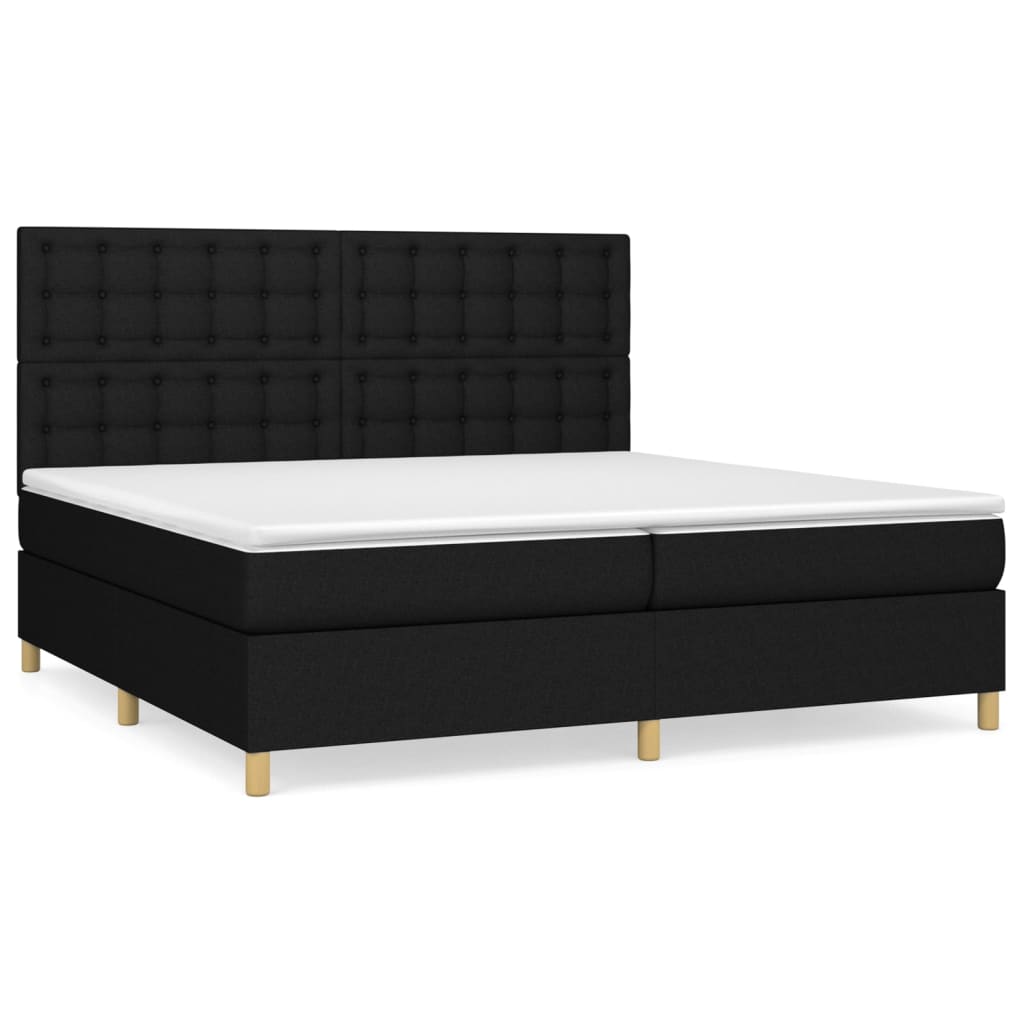 Sommier à lattes de lit avec matelas Noir 200x200 cm Tissu - XIOS