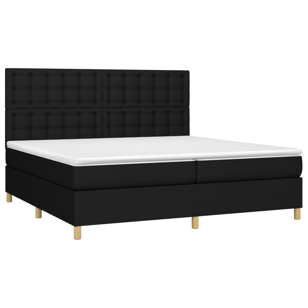 Sommier à lattes de lit avec matelas Noir 200x200 cm Tissu - XIOS