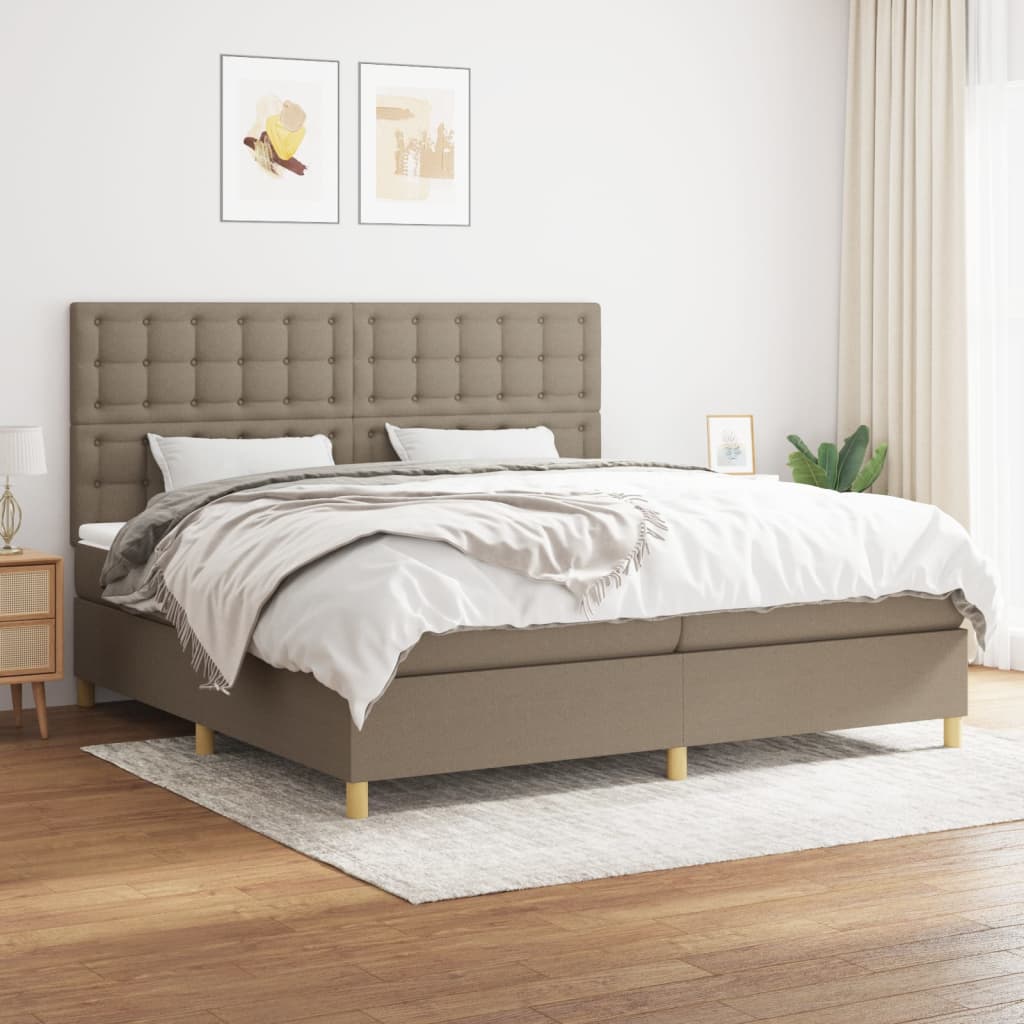 Sommier à lattes de lit avec matelas Taupe 200x200 cm Tissu - XIOS