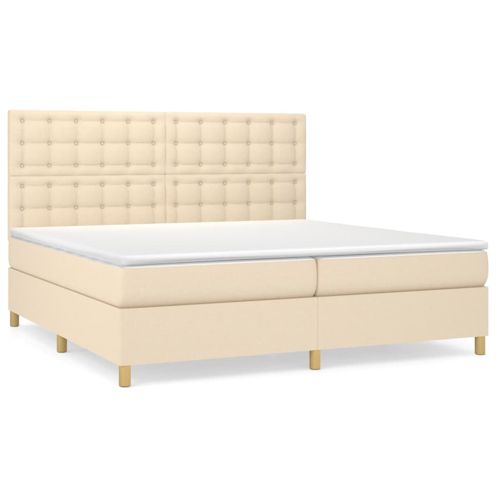 Sommier à lattes de lit avec matelas Crème 200x200 cm Tissu - XIOS