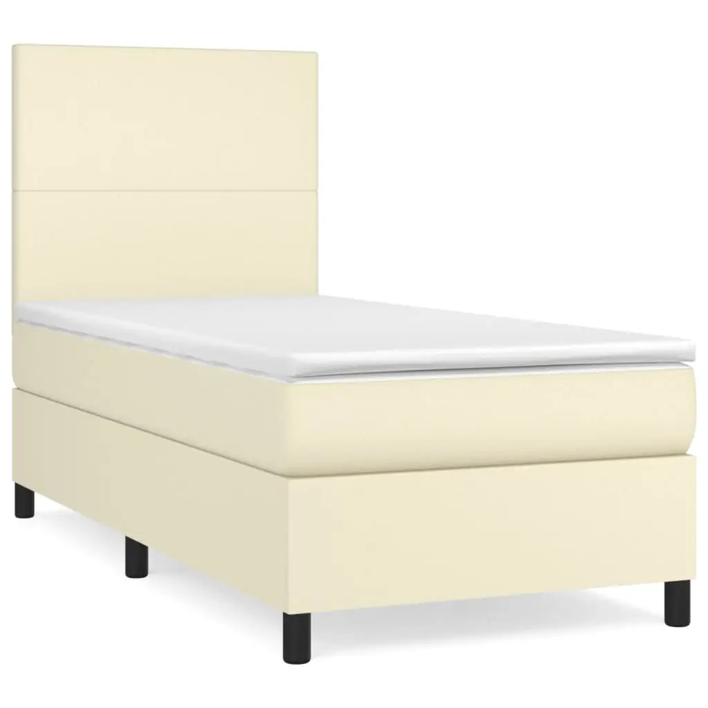 Sommier à lattes de lit avec matelas Crème 90x190 cm Similicuir - XIOS