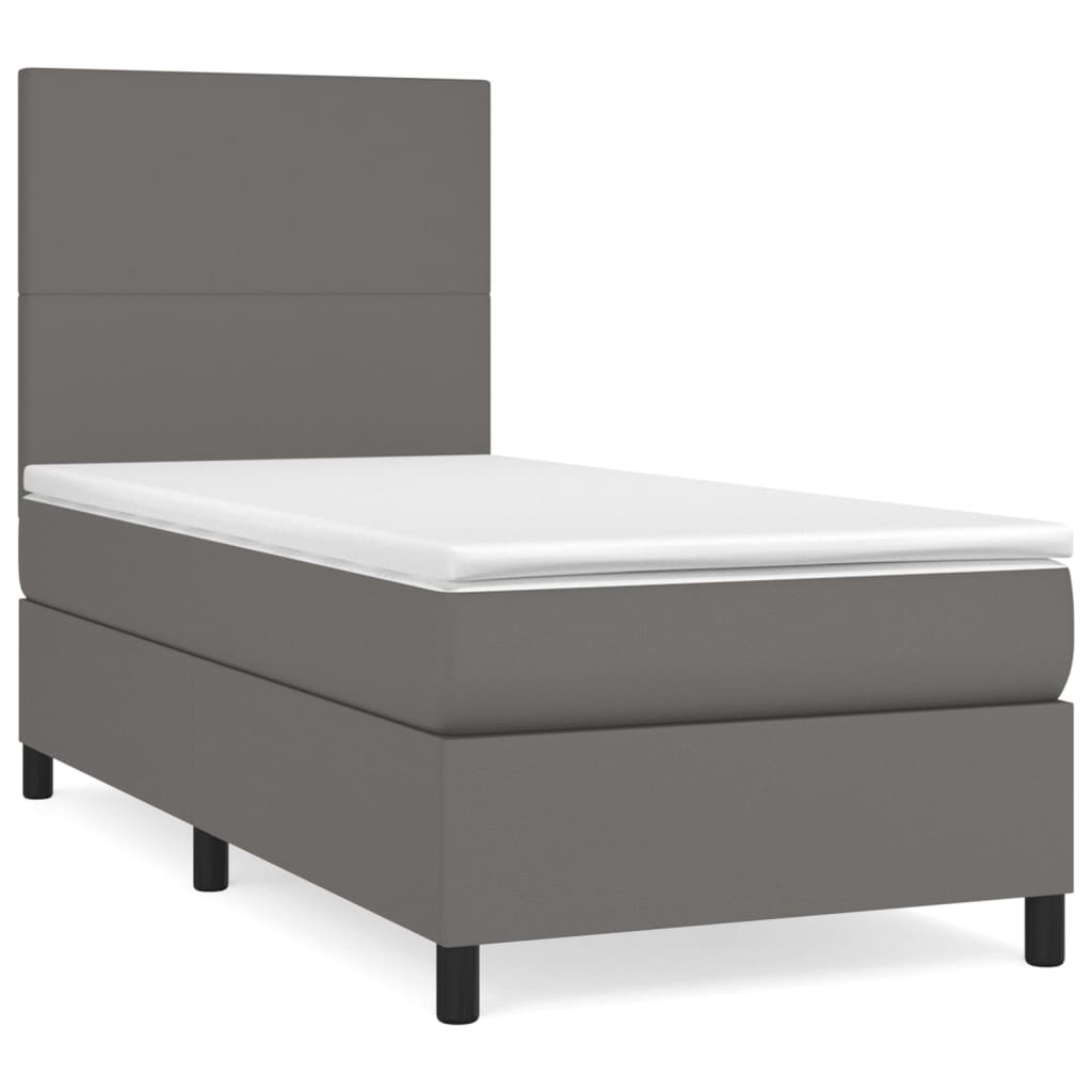 Sommier à lattes de lit avec matelas Gris 90x190 cm Similicuir - XIOS