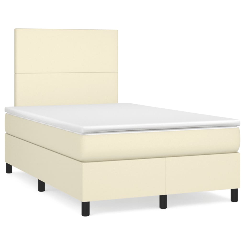 Sommier à lattes de lit avec matelas Crème 120x200cm Similicuir - XIOS