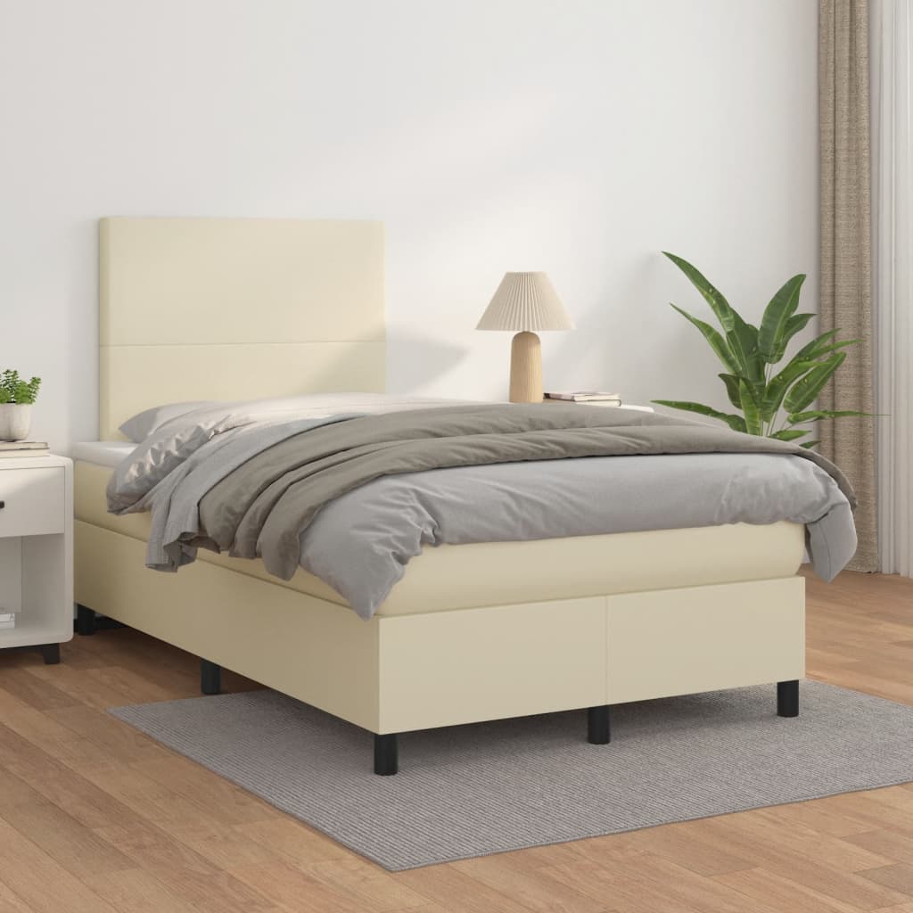 Sommier à lattes de lit avec matelas Crème 120x200cm Similicuir - XIOS