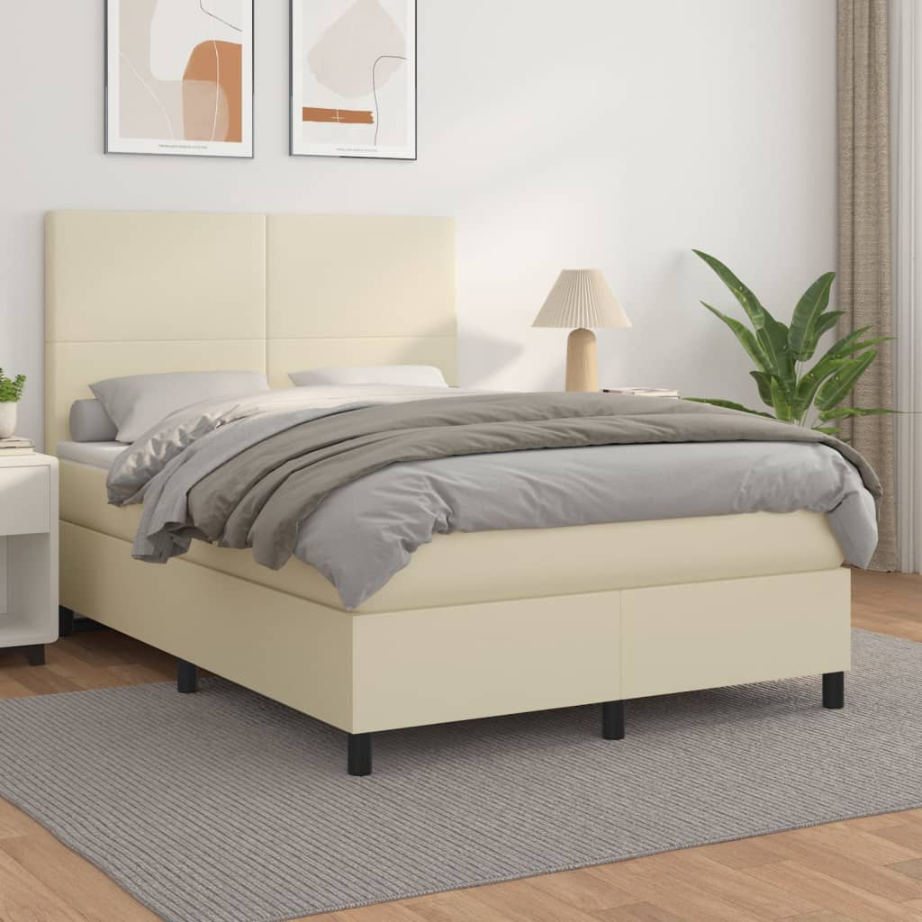 Sommier à lattes de lit avec matelas Crème 140x200cm Similicuir - XIOS