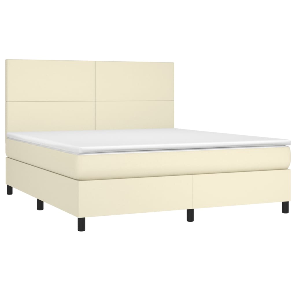 Sommier à lattes de lit avec matelas Crème 160x200cm Similicuir