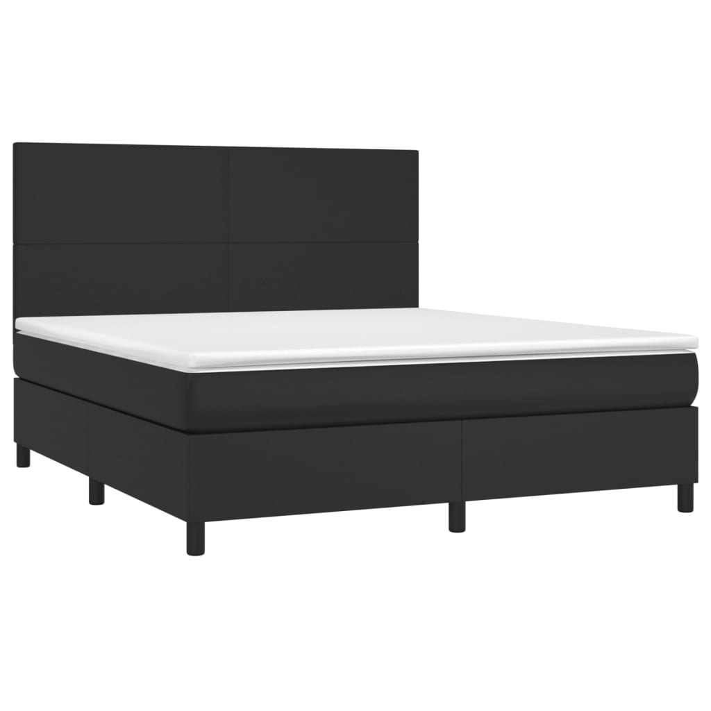 Sommier à lattes de lit avec matelas Noir 180x200 cm Similicuir - XIOS