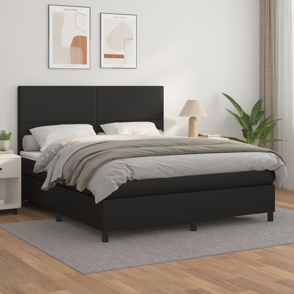 Sommier à lattes de lit avec matelas Noir 180x200 cm Similicuir - XIOS