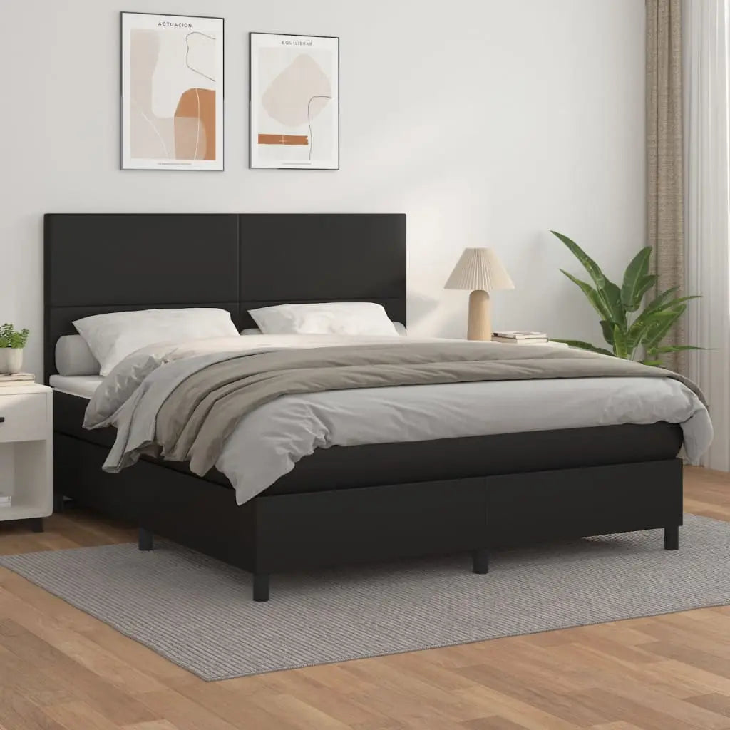 Sommier à lattes de lit avec matelas Noir 180x200 cm Similicuir - XIOS