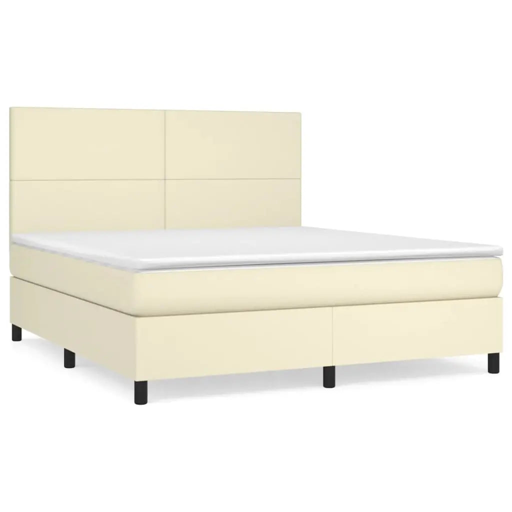 Sommier à lattes de lit avec matelas Crème 180x200cm Similicuir - XIOS