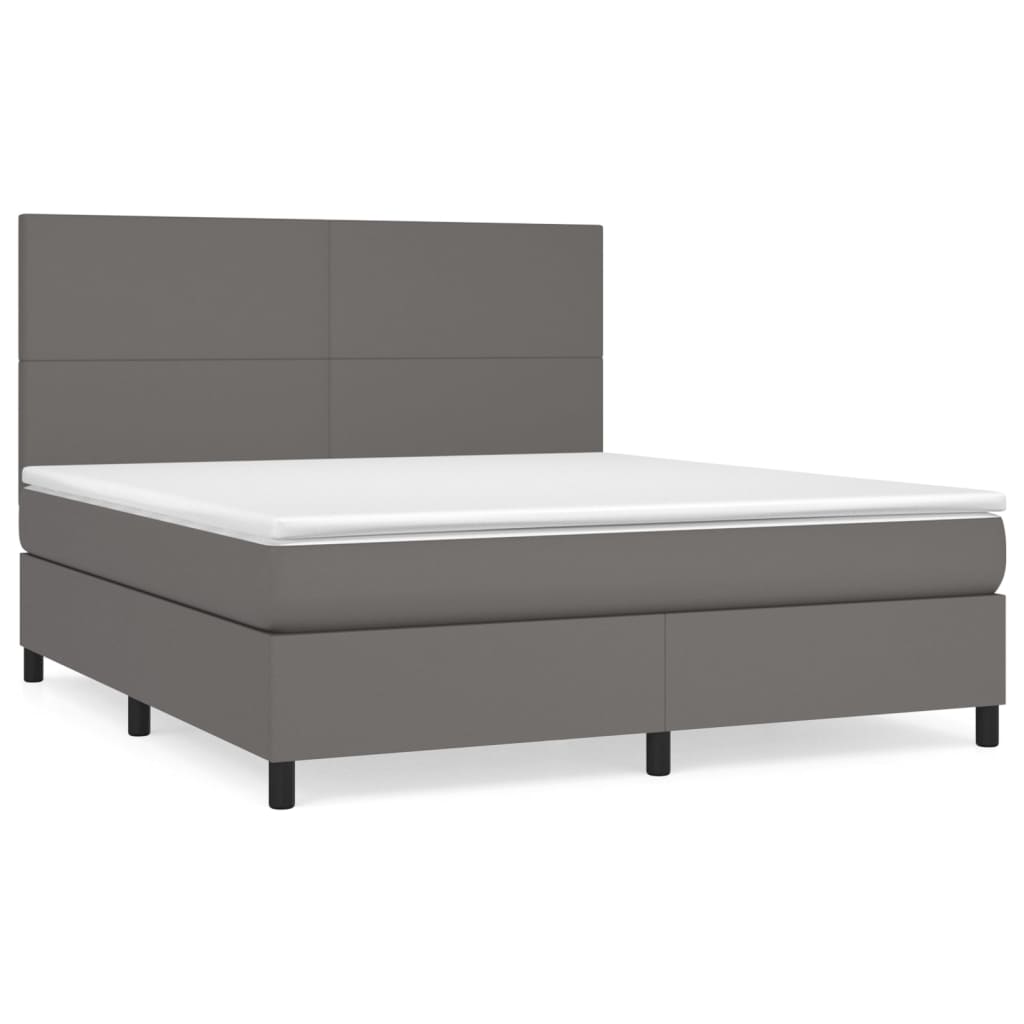 Sommier à lattes de lit avec matelas Gris 180x200 cm Similicuir - XIOS