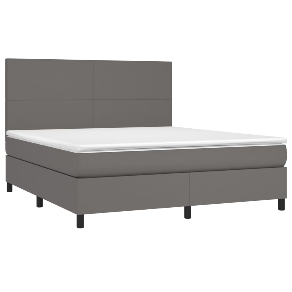 Sommier à lattes de lit avec matelas Gris 180x200 cm Similicuir - XIOS