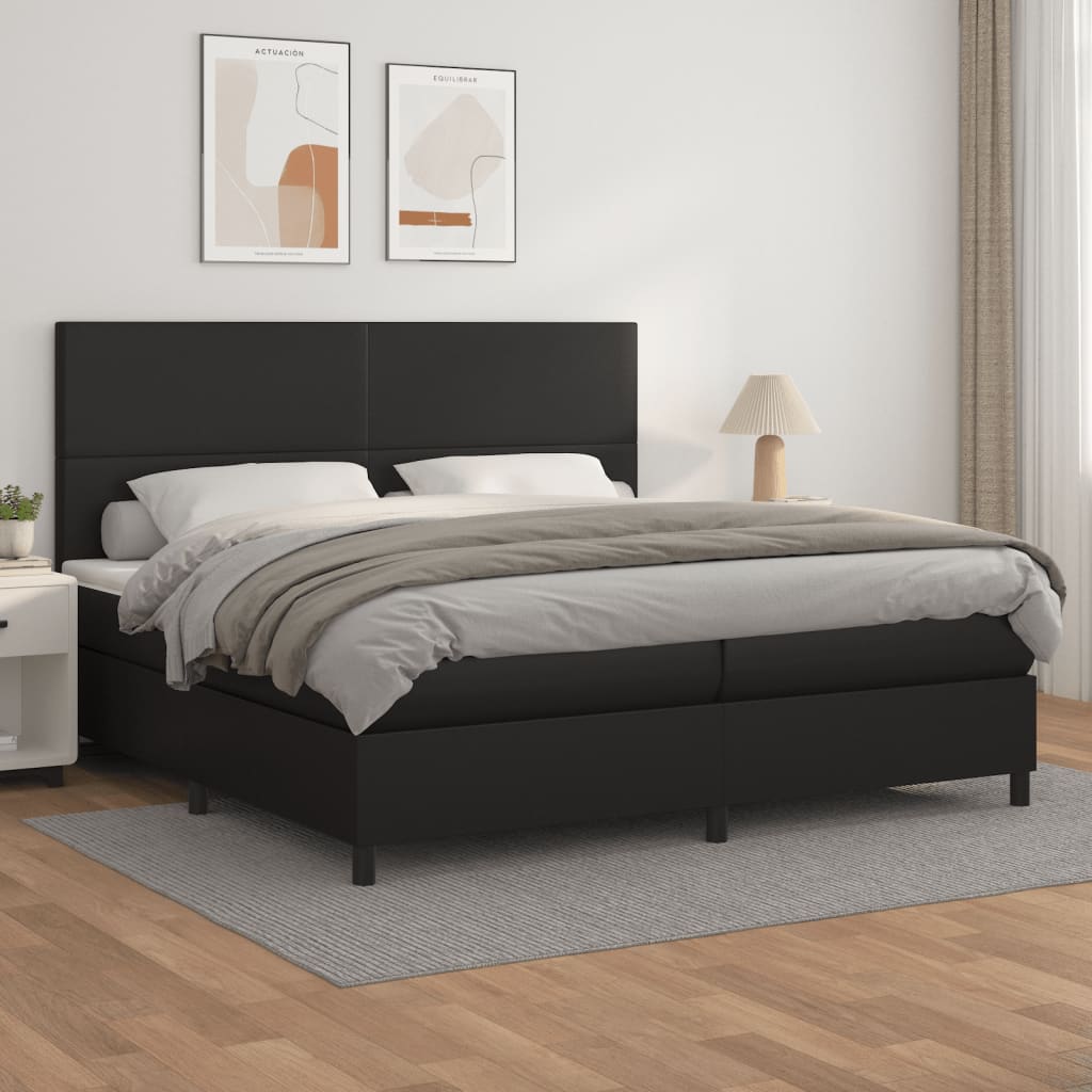 Sommier à lattes de lit avec matelas Noir 200x200 cm Similicuir - XIOS