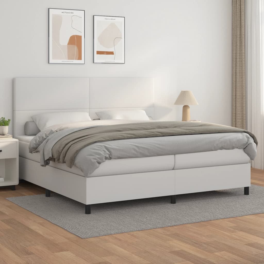 Sommier à lattes de lit avec matelas Blanc 200x200cm Similicuir - XIOS