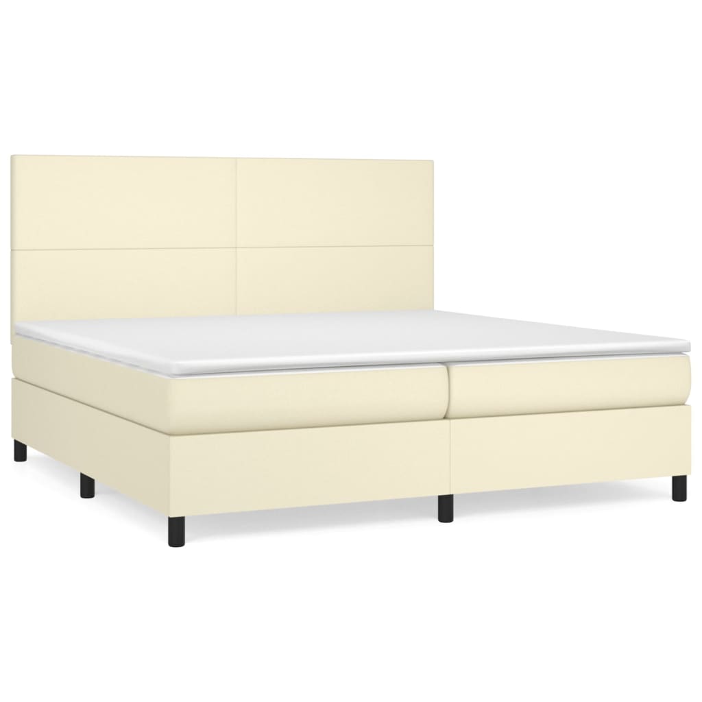 Sommier à lattes de lit avec matelas Crème 200x200cm Similicuir - XIOS