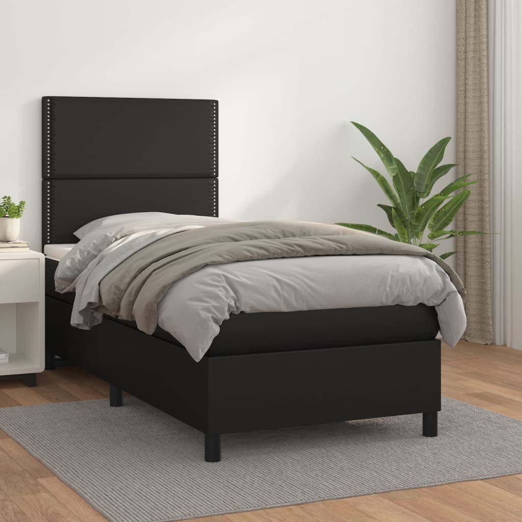 Sommier à lattes de lit avec matelas Noir 80x200cm Similicuir - XIOS
