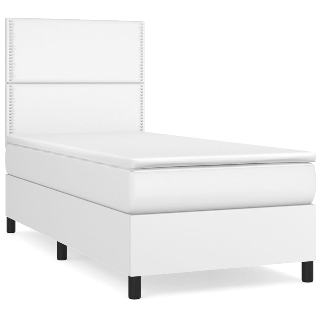 Sommier à lattes de lit avec matelas Blanc 90x190 cm Similicuir - XIOS