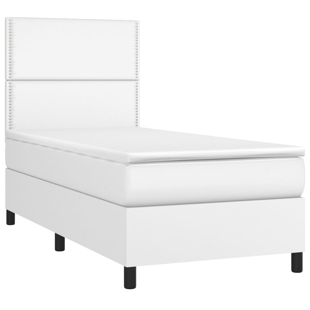 Sommier à lattes de lit avec matelas Blanc 90x190 cm Similicuir - XIOS