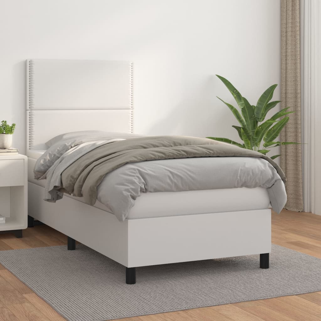 Sommier à lattes de lit avec matelas Blanc 90x190 cm Similicuir - XIOS