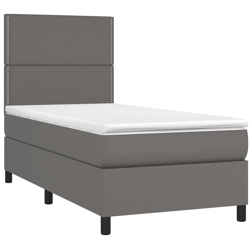 Sommier à lattes de lit avec matelas Gris 100x200 cm Similicuir - XIOS