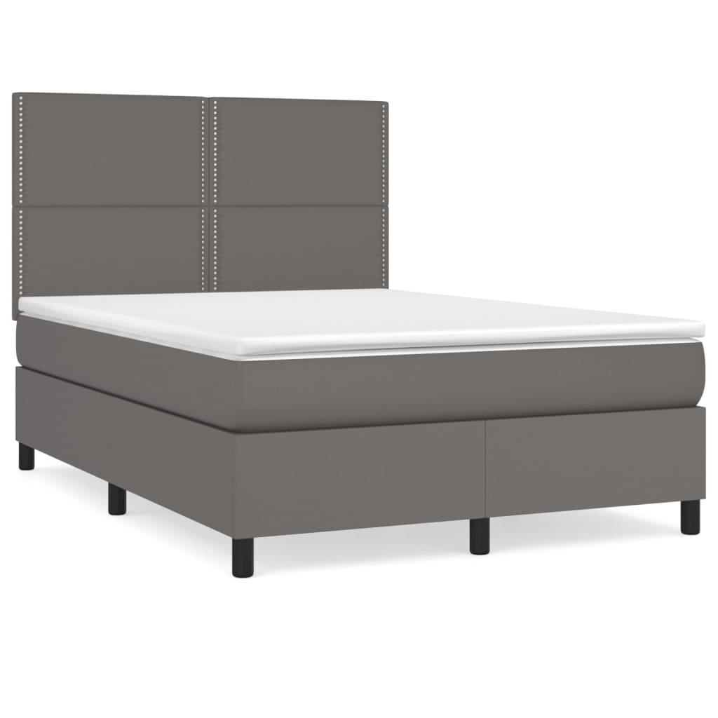 Sommier à lattes de lit avec matelas Gris 140x190 cm Similicuir - XIOS