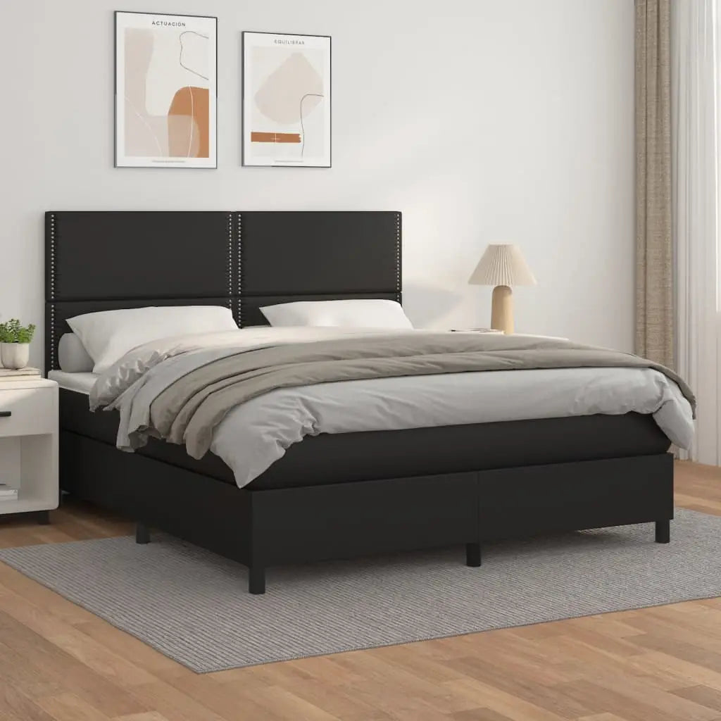 Sommier à lattes de lit avec matelas Noir 180x200 cm Similicuir - XIOS