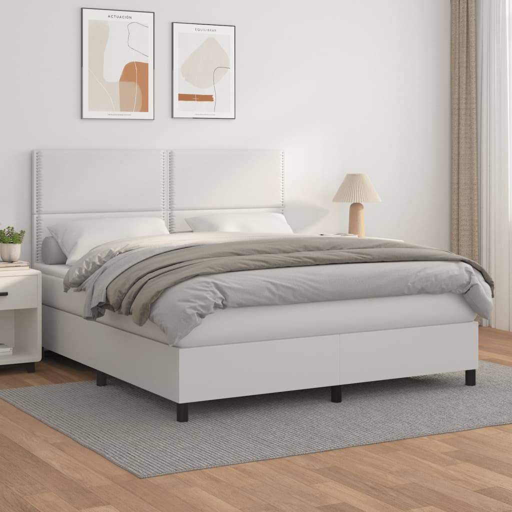 Sommier à lattes de lit avec matelas Blanc 180x200cm Similicuir - XIOS