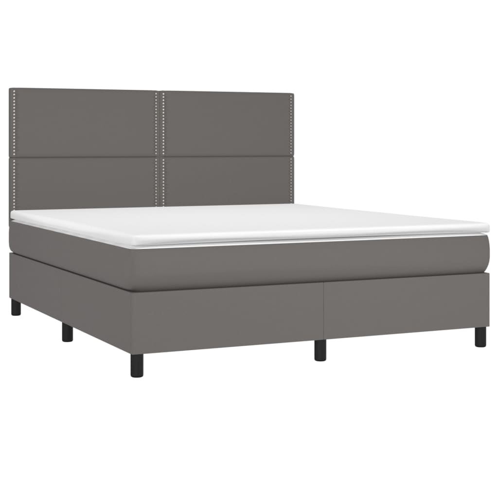 Sommier à lattes de lit avec matelas Gris 180x200 cm Similicuir - XIOS