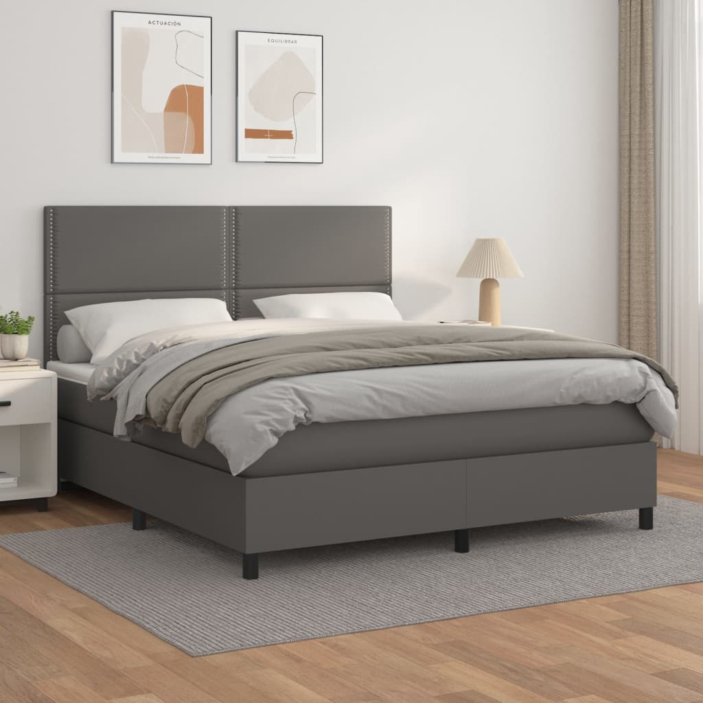 Sommier à lattes de lit avec matelas Gris 180x200 cm Similicuir - XIOS