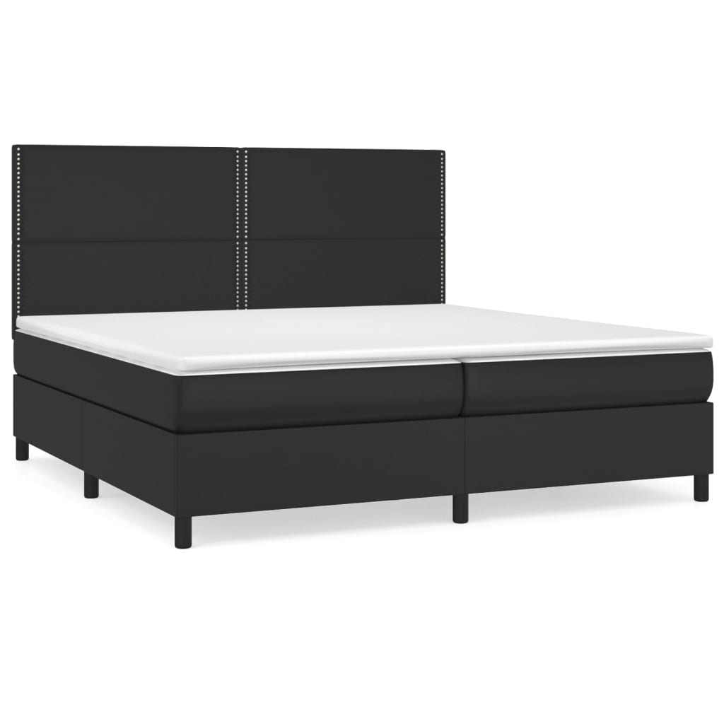 Sommier à lattes de lit avec matelas Noir 200x200 cm Similicuir - XIOS
