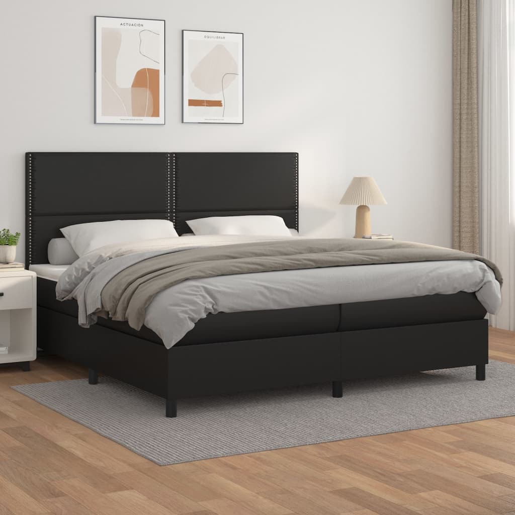 Sommier à lattes de lit avec matelas Noir 200x200 cm Similicuir - XIOS