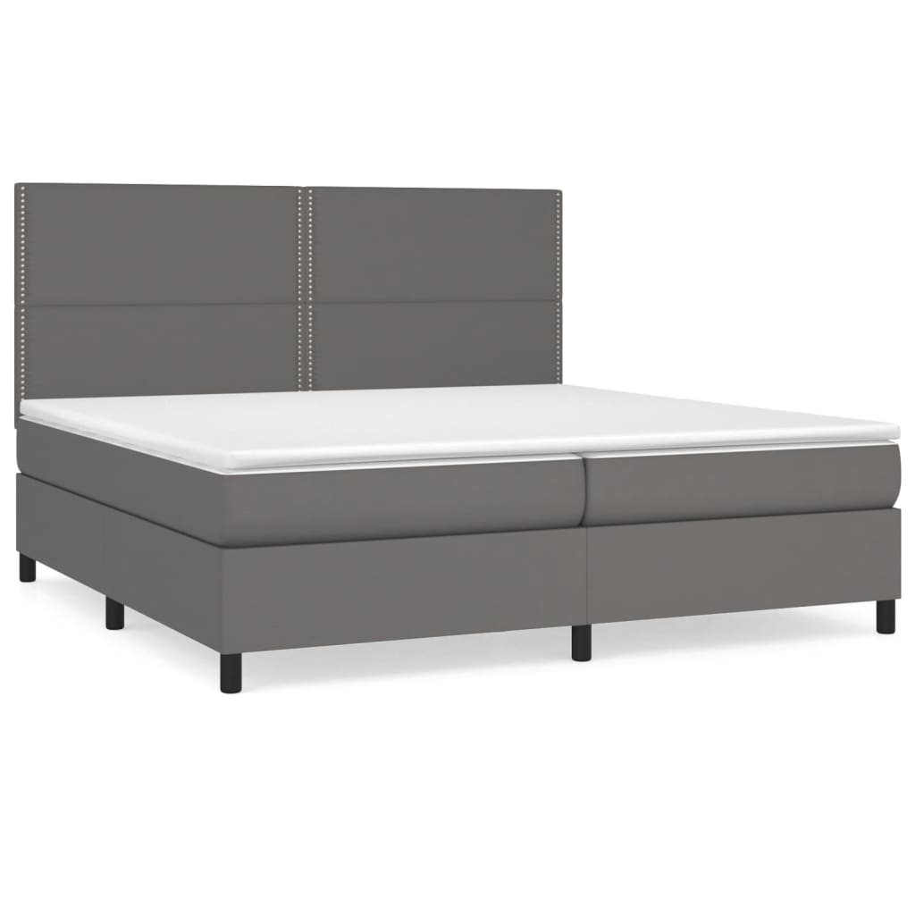 Sommier à lattes de lit avec matelas Gris 200x200 cm Similicuir - XIOS