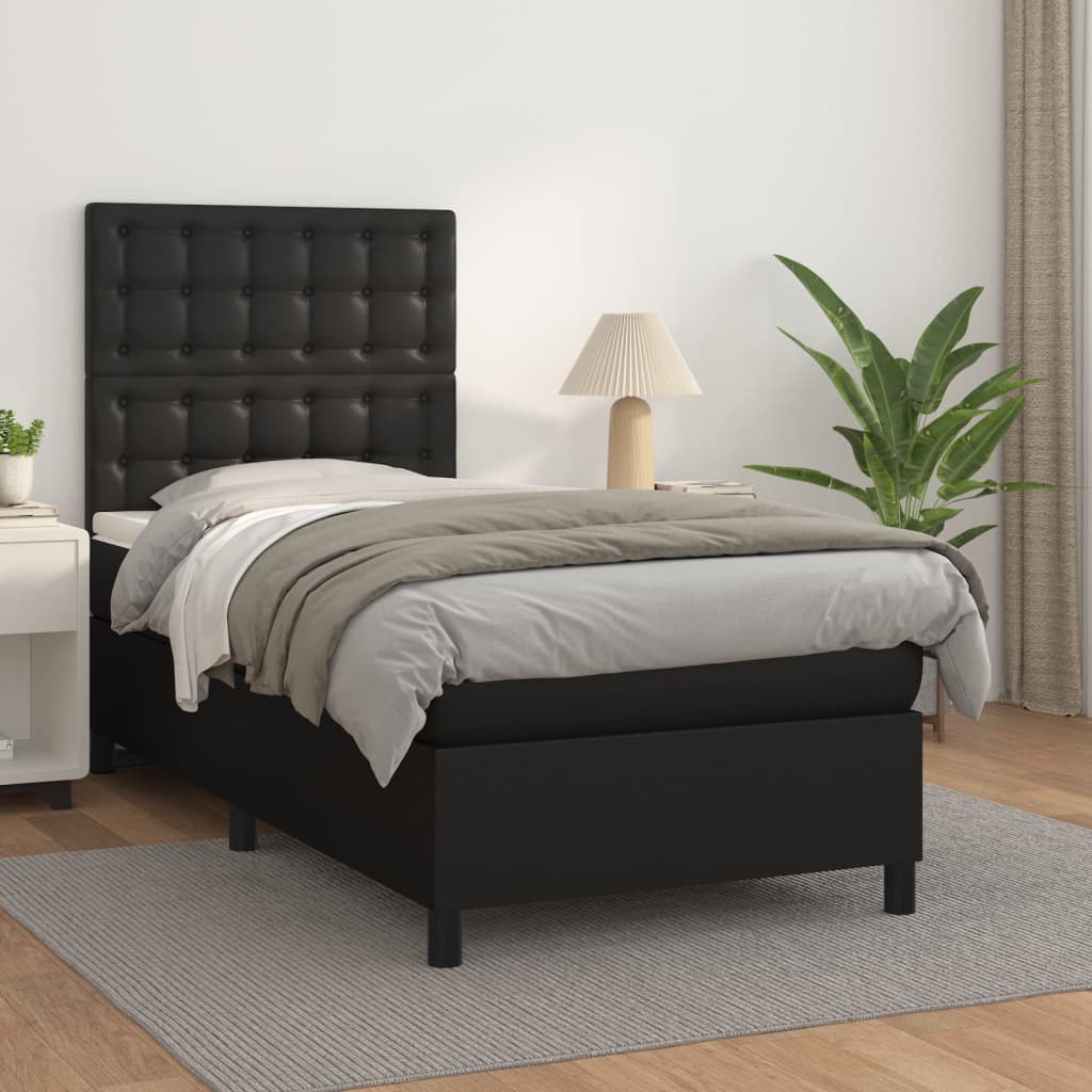 Sommier à lattes de lit avec matelas Noir 80x200cm Similicuir - XIOS