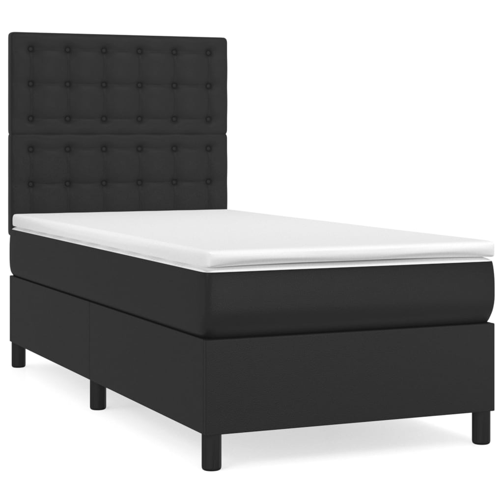 Sommier à lattes de lit avec matelas Noir 90x190 cm Similicuir - XIOS