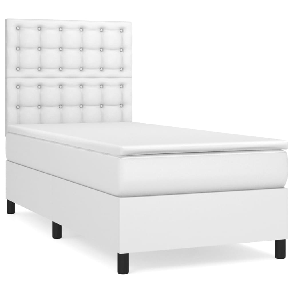 Sommier à lattes de lit avec matelas Blanc 90x190 cm Similicuir XIOS