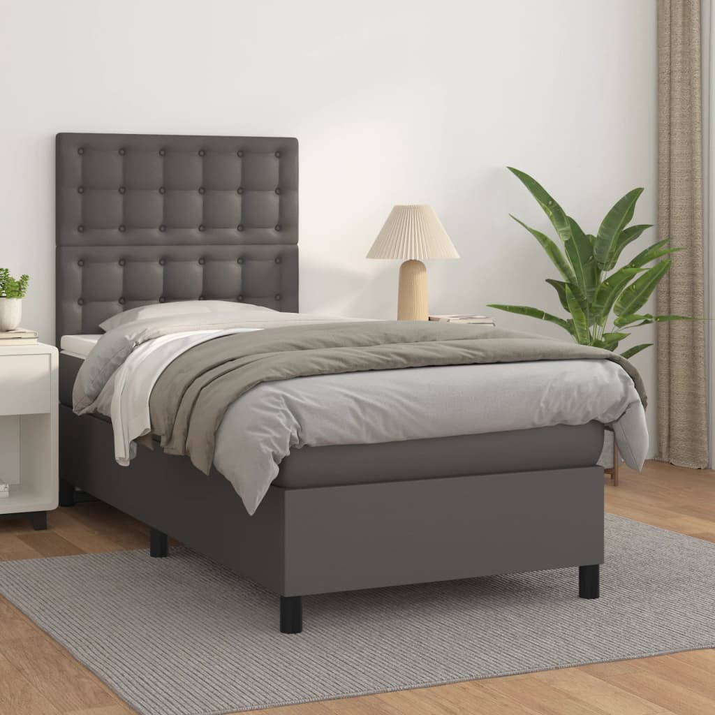 Sommier à lattes de lit avec matelas Gris 90x190 cm Similicuir - XIOS