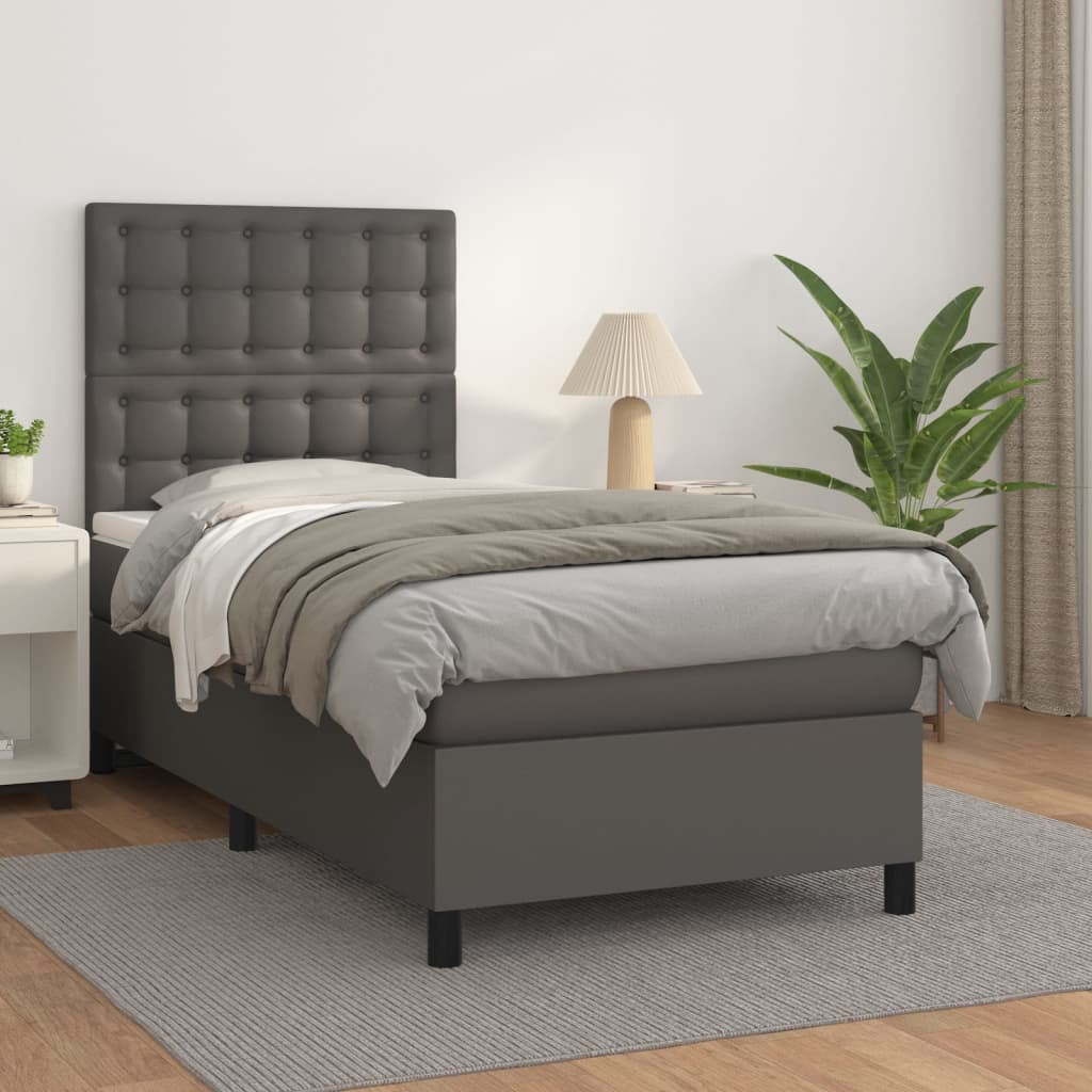 Sommier à lattes de lit avec matelas Gris 90x200 cm Similicuir - XIOS