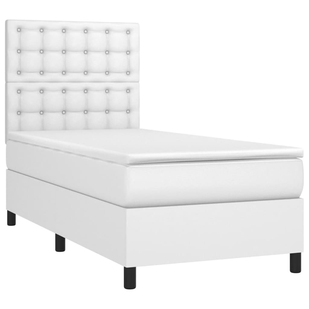 Sommier à lattes de lit avec matelas Blanc 100x200cm Similicuir - XIOS