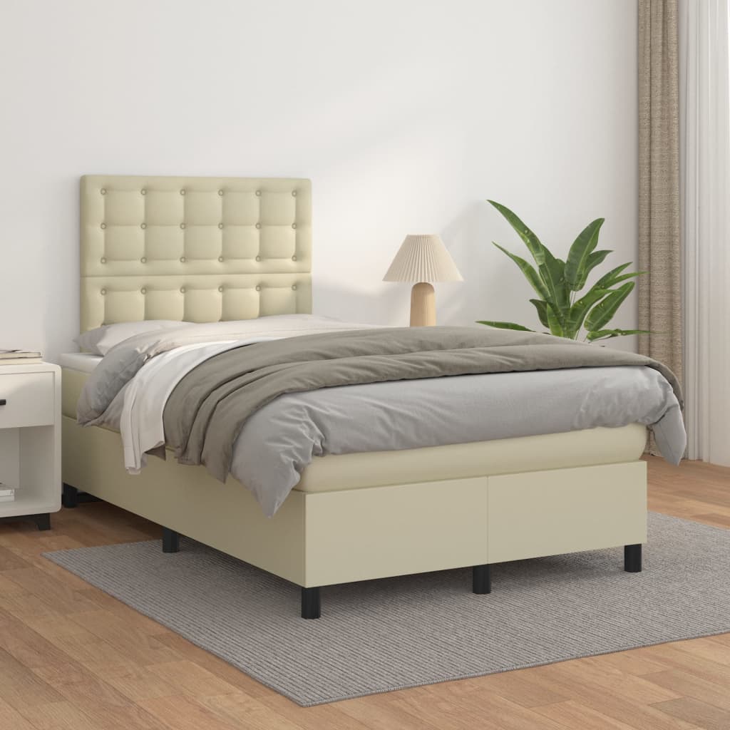 Sommier à lattes de lit avec matelas Crème 120x200cm Similicuir - XIOS