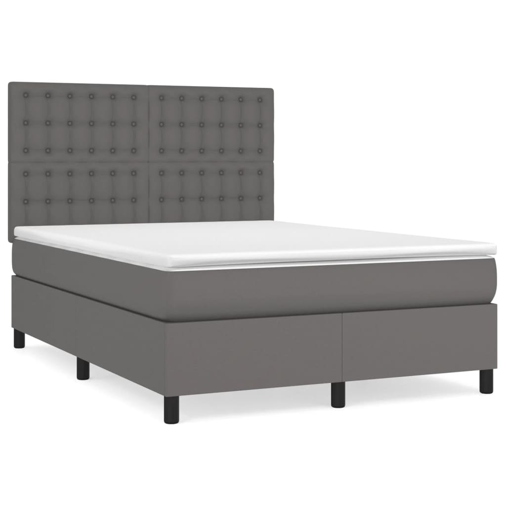 Sommier à lattes de lit avec matelas Gris 140x200 cm Similicuir - XIOS