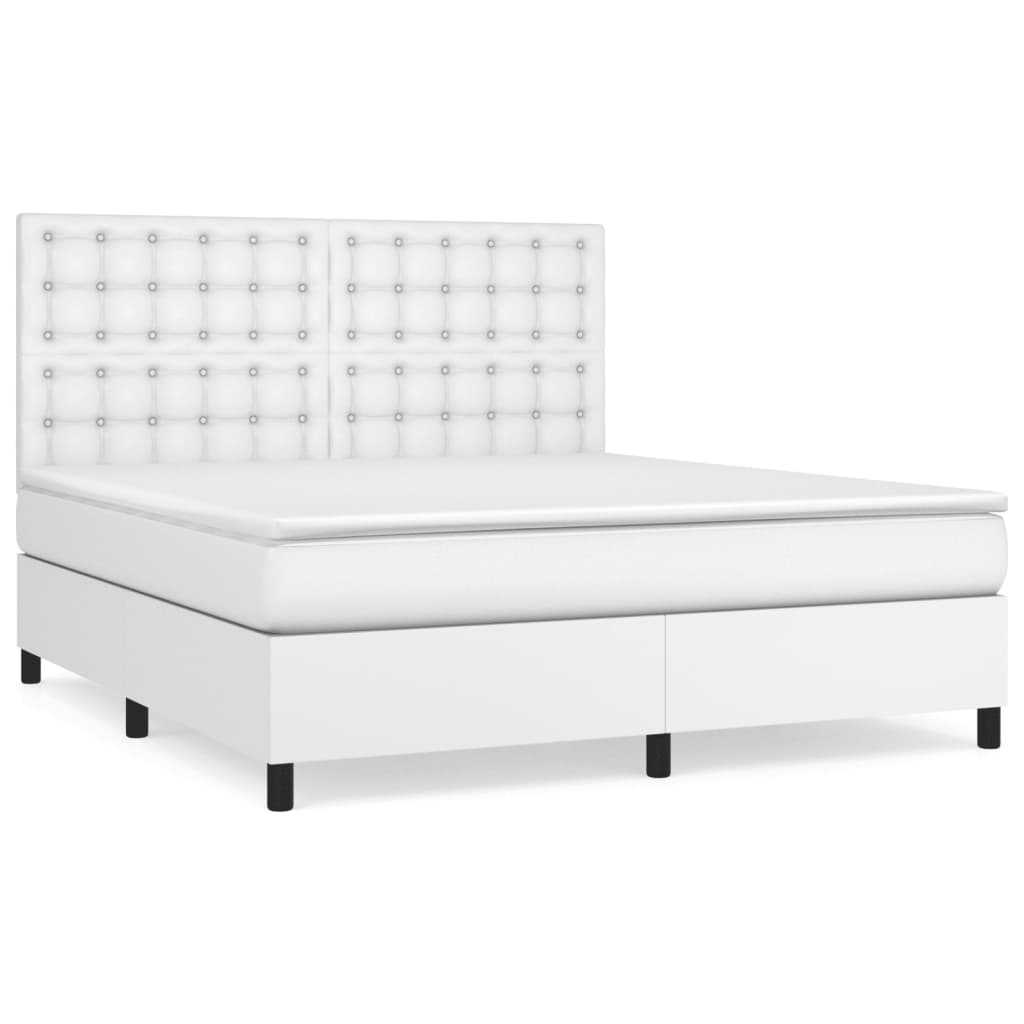 Sommier à lattes de lit avec matelas Blanc 160x200cm Similicuir - XIOS