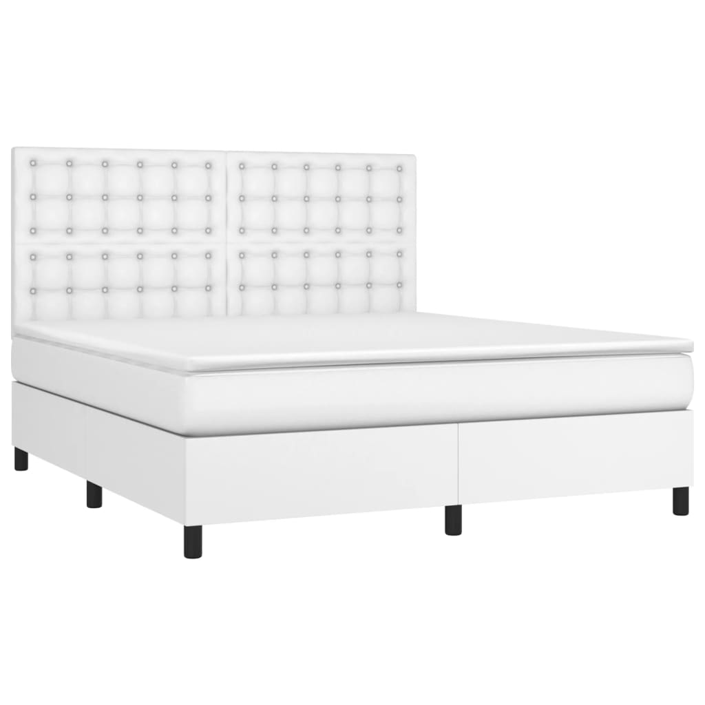 Sommier à lattes de lit avec matelas Blanc 160x200cm Similicuir - XIOS