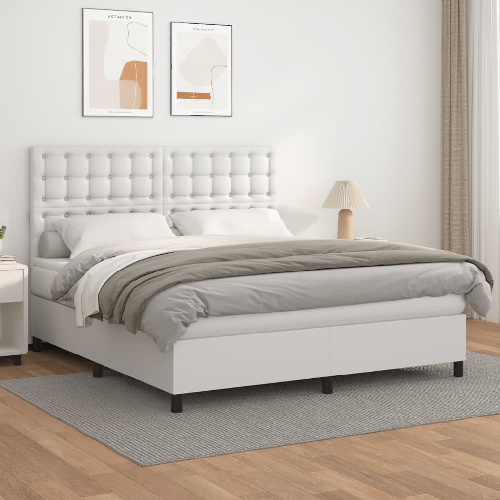 Sommier à lattes de lit avec matelas Blanc 160x200cm Similicuir - XIOS
