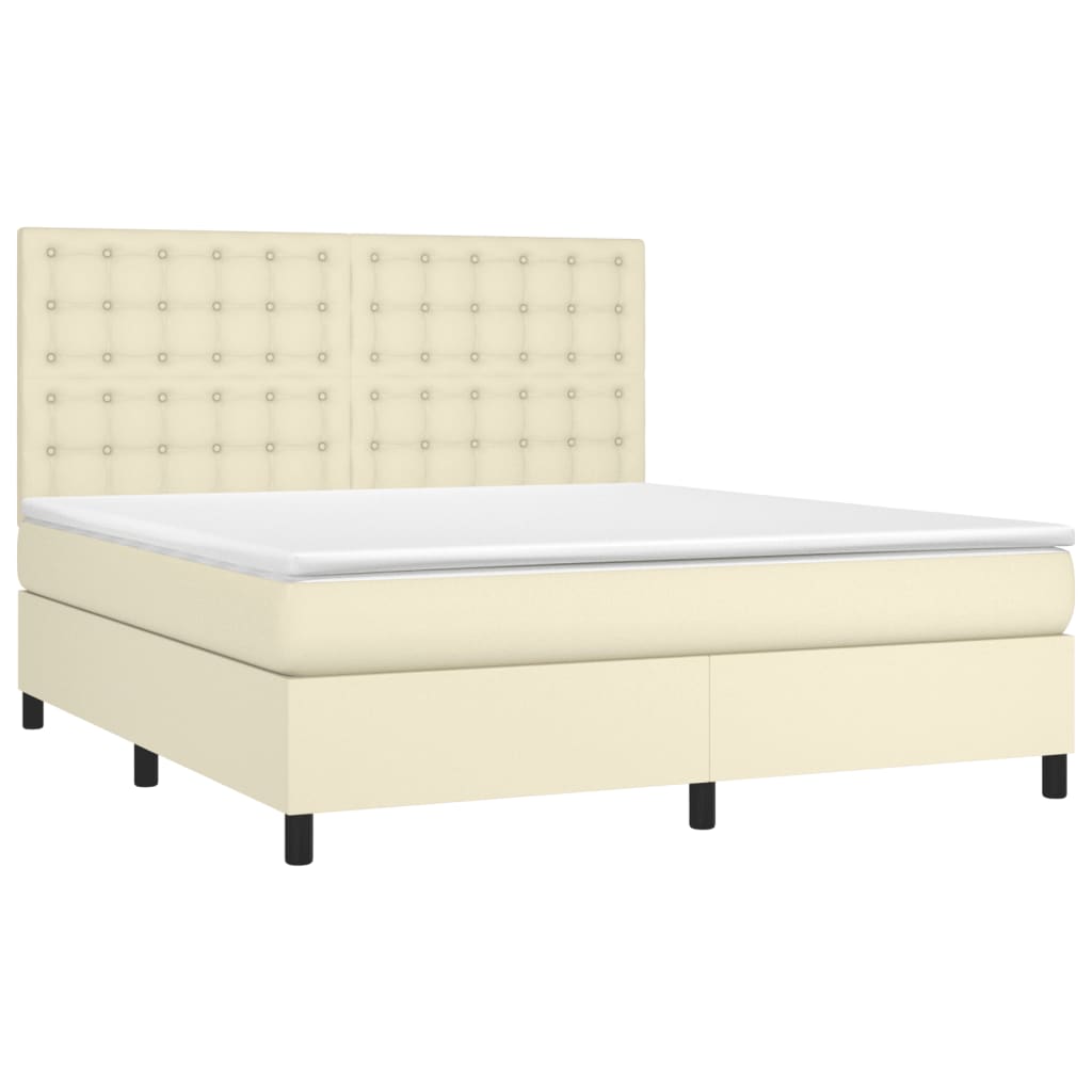 Sommier à lattes de lit avec matelas Crème 160x200cm Similicuir