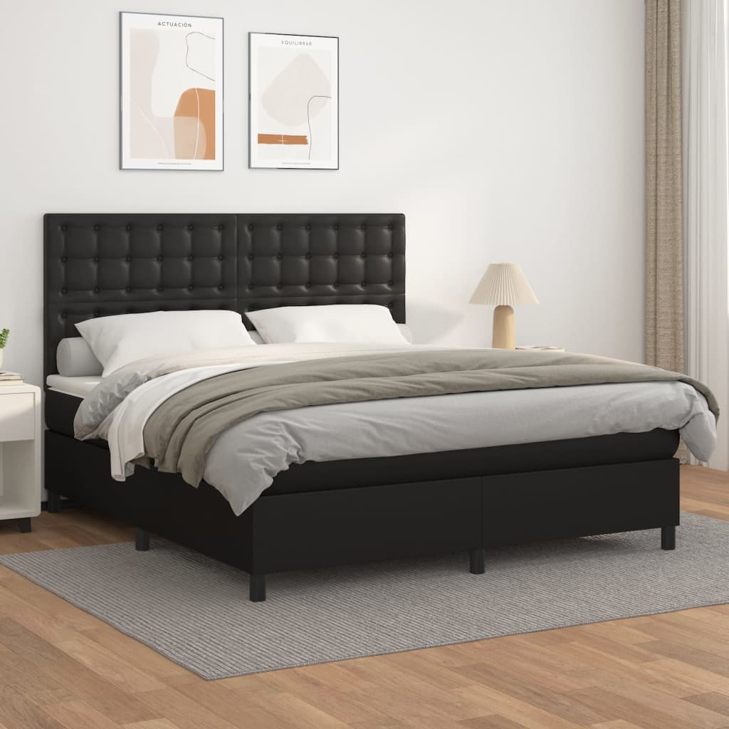Sommier à lattes de lit avec matelas Noir 180x200 cm Similicuir - XIOS