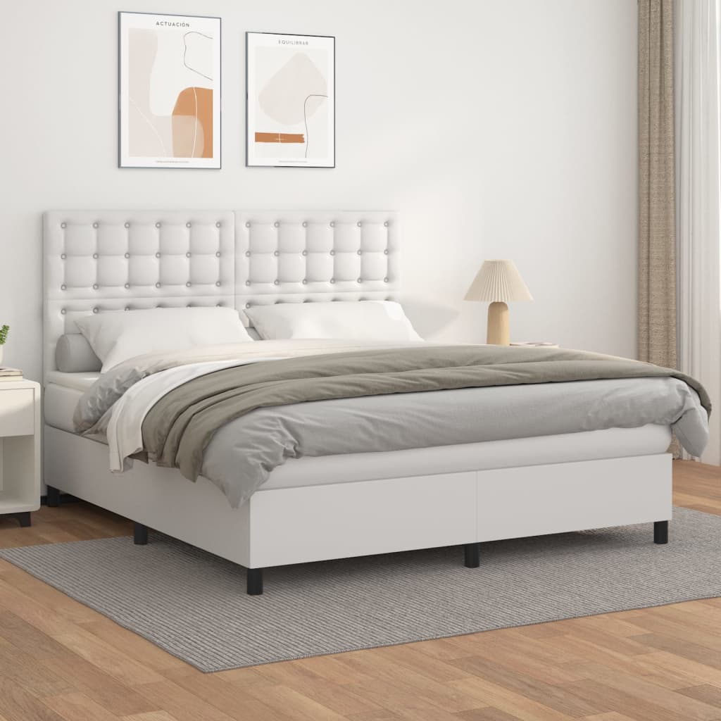 Sommier à lattes de lit avec matelas Blanc 180x200cm Similicuir - XIOS
