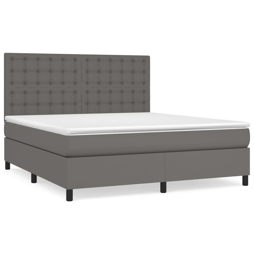 Sommier à lattes de lit avec matelas Gris 180x200 cm Similicuir - XIOS