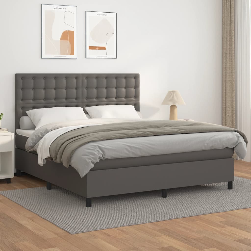 Sommier à lattes de lit avec matelas Gris 180x200 cm Similicuir - XIOS