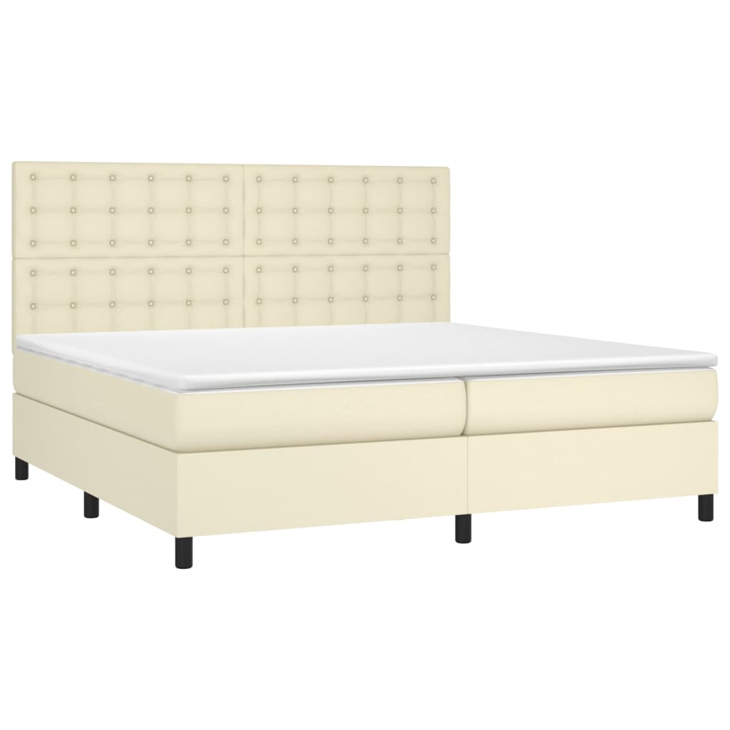 Sommier à lattes de lit avec matelas Crème 200x200cm Similicuir - XIOS