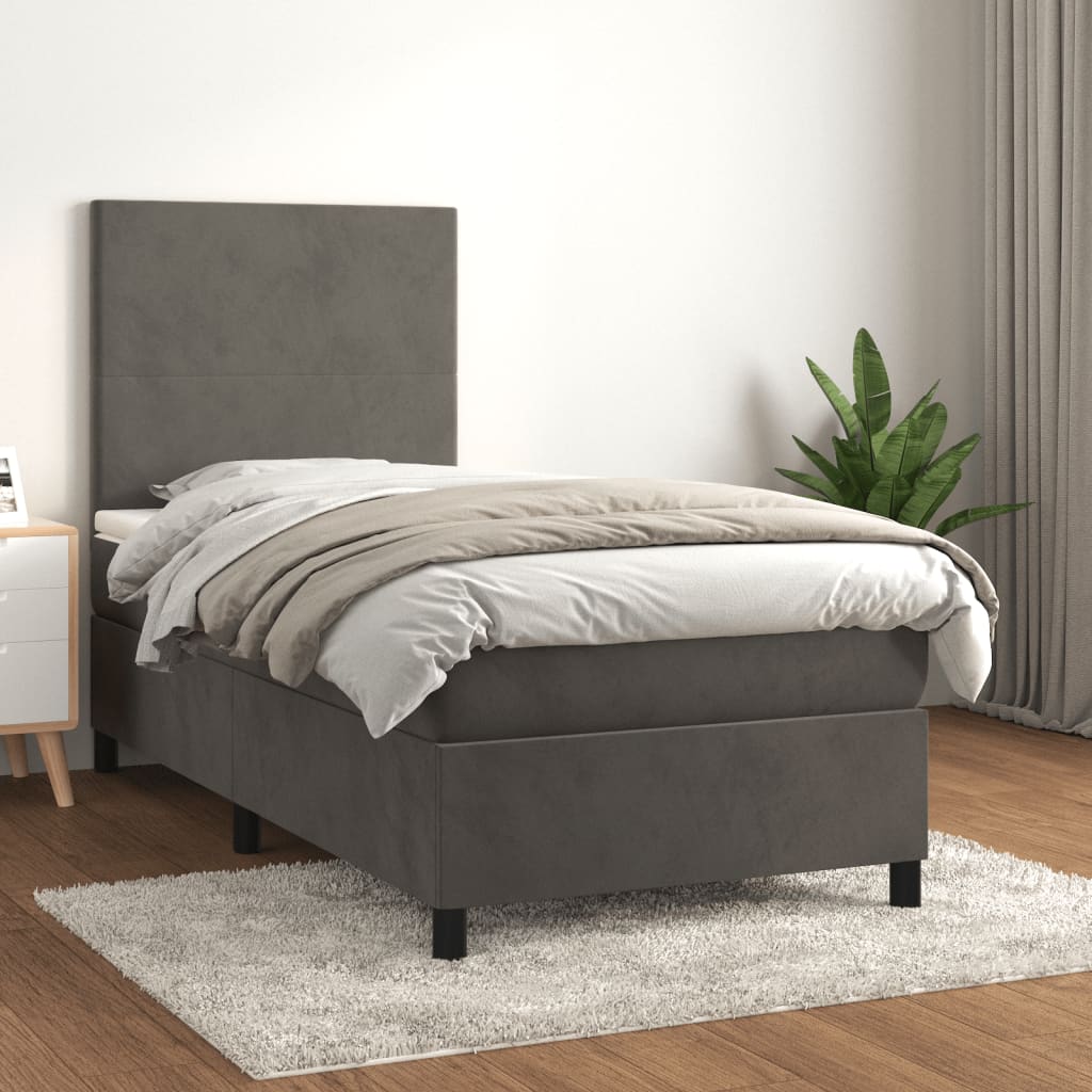 Sommier à lattes de lit et matelas Gris foncé 90x190 cm Velours - XIOS